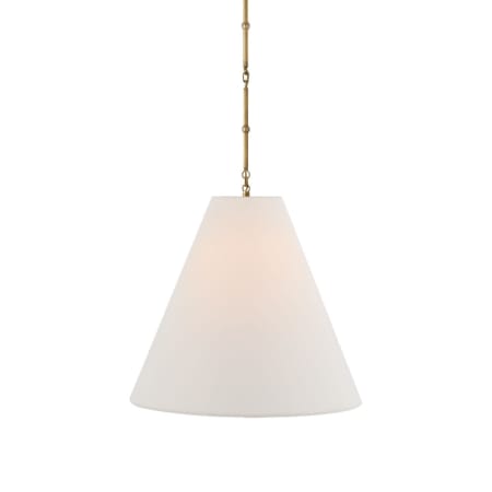 Visual Comfort Goodman 2 Light 24" Wide Pendant with Linen Shade Hand-Rubbed Antique Brass