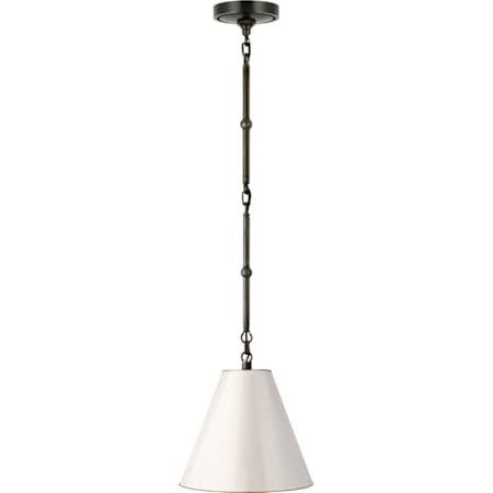 Visual Comfort Goodman 10" Pendant with Antique White Shade by Thomas O'Brien Bronze