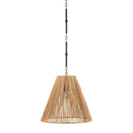 Visual Comfort Goodman 18" Wide Pendant Bronze / Hand-Rubbed Antique Brass / Natural Abaca