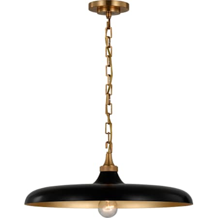 Visual Comfort Piatto 18" Medium Pendant with Metal Shade by Thomas O'Brien Hand Rubbed Antique Brass / Aged Iron