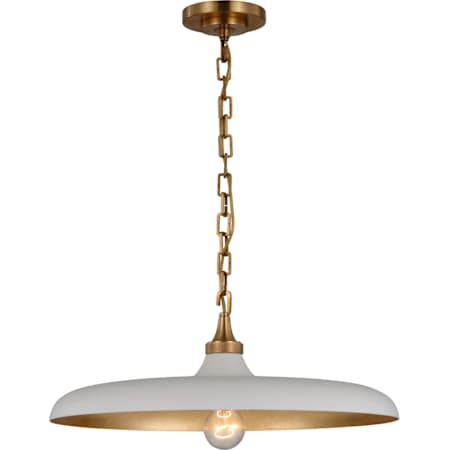 Visual Comfort Piatto 18" Medium Pendant with Metal Shade by Thomas O'Brien Hand Rubbed Antique Brass / Plaster White