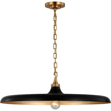 Visual Comfort Piatto 24" Large Pendant with Metal Shade by Thomas O'Brien Hand Rubbed Antique Brass / Aged Iron