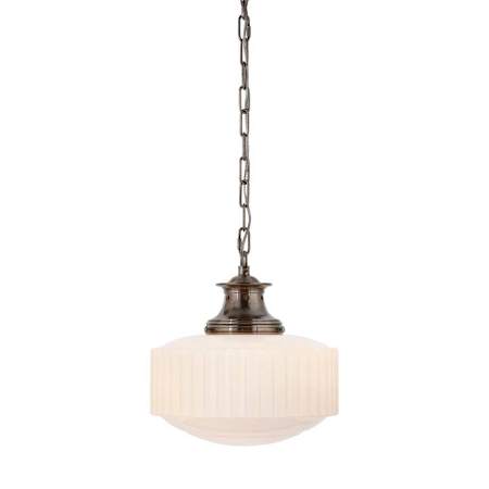 Visual Comfort Milton Road 14" Wide Pendant Antique Nickel / White Glass