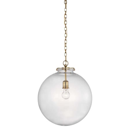 Visual Comfort Katie Globe 16" Wide Suspension Pendant Hand-Rubbed Antique Brass / Clear Glass