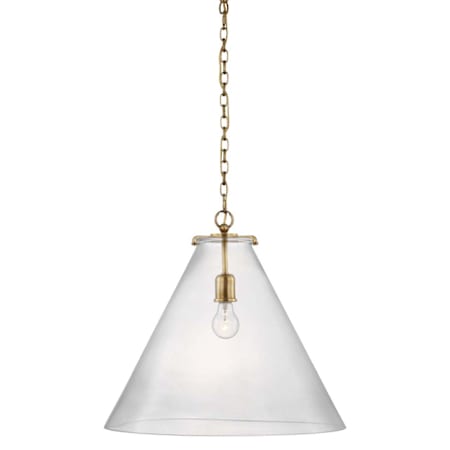 Visual Comfort Katie Conical 20" Wide Suspension Pendant Hand-Rubbed Antique Brass / Clear Glass