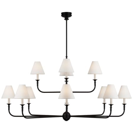 Visual Comfort Piaf 12 Light 58" Wide Chandelier Aged Iron / Ebonized Oak