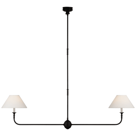 Visual Comfort Piaf 2 Light 62" Wide Linear Pendant Aged Iron / Ebonized Oak
