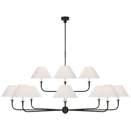 Visual Comfort Piaf 12 Light 72" Wide Chandelier Aged Iron / Ebonized Oak