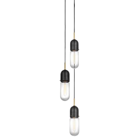 Visual Comfort Junio 3 Light 9" Wide Multi Light Pendant Bronze / Brass / Clear Glass