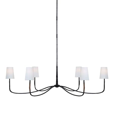 Visual Comfort Kairos 6 Light 58" Wide Chandelier Aged Iron / Roman Bronze / Linen