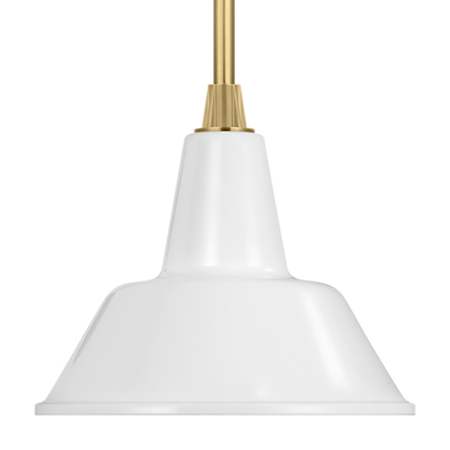 Visual Comfort Thomas O'Brien 13" Wide Outdoor Pendant with White Bowers Shade Hand-Rubbed Antique Brass