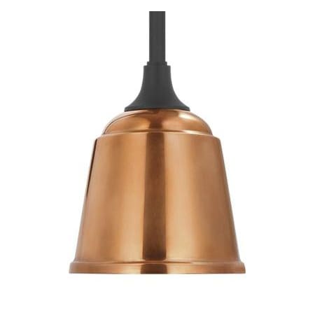 Visual Comfort Thomas O'Brien 8" Wide Outdoor Mini Pendant with Soft Copper Rockhouse Shade Matte Black