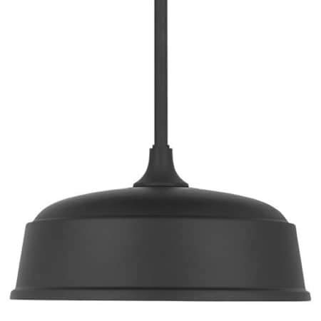 Visual Comfort Thomas O'Brien 16" Wide Outdoor Pendant with Matte Black Rockhouse Shade Matte Black