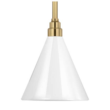 Visual Comfort Thomas O'Brien 9" Wide Outdoor Mini Pendant with White Conical Savannah Shade Hand-Rubbed Antique Brass