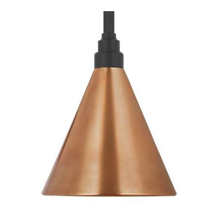 Visual Comfort Thomas O'Brien 9" Wide Outdoor Mini Pendant with Soft Copper Conical Savannah Shade Matte Black