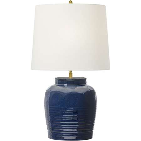 Visual Comfort Selena 28" Tall Vase Table Lamp with Linen Shade Mix Blue Brown