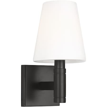 Visual Comfort Beckham Classic 11" Tall Bathroom Sconce with Milk Glass Shade Aged Iron