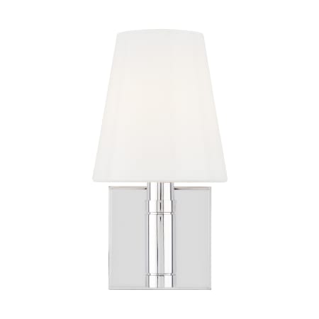 Visual Comfort Beckham Classic 11" Tall Bathroom Sconce with Milk Glass Shade Polished Nickel