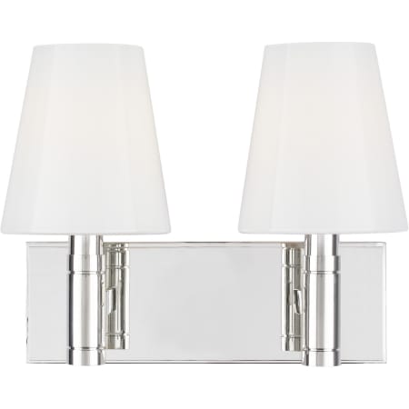Visual Comfort Beckham Classic 2 Light 13" Wide Vanity Light with Milk Glass Shades Polished Nickel