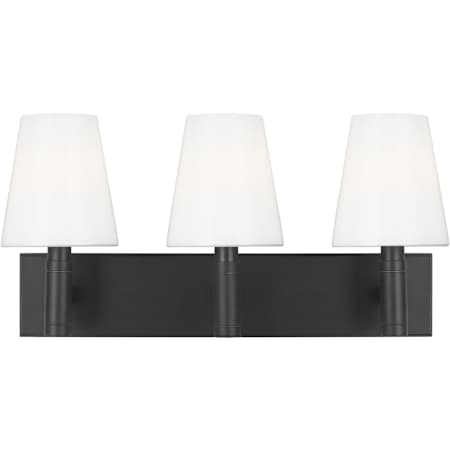 Visual Comfort Beckham Classic 3 Light 21" Wide Vanity Light with Milk Glass Shades Aged Iron