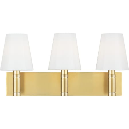 Visual Comfort Beckham Classic 3 Light 21" Wide Vanity Light with Milk Glass Shades Polished Nickel