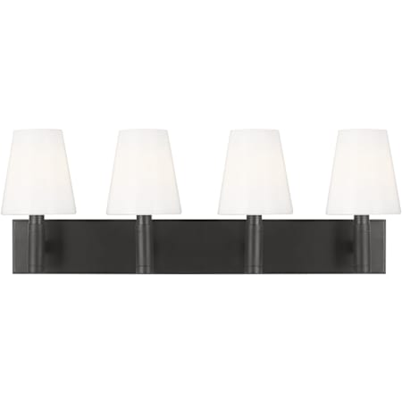 Visual Comfort Beckham Classic 4 Light 29" Wide Vanity Light with Milk Glass Shades Aged Iron