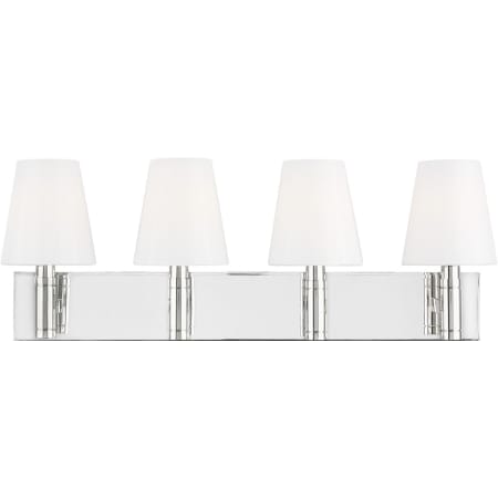 Visual Comfort Beckham Classic 4 Light 29" Wide Vanity Light with Milk Glass Shades Polished Nickel