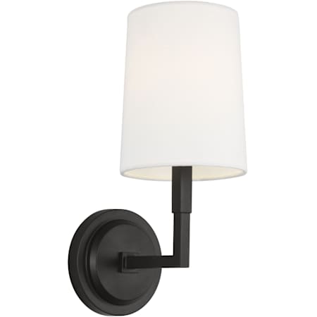 Visual Comfort Danica 12" Tall Bathroom Sconce with Linen Shade Aged Iron
