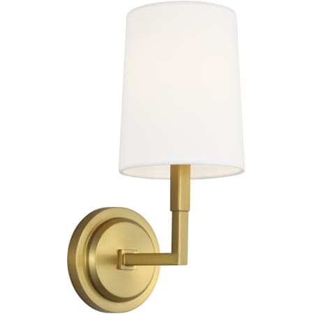 Visual Comfort Danica 12" Tall Bathroom Sconce with Linen Shade Burnished Brass