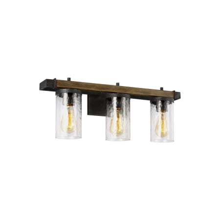 Visual Comfort Angelo 3 Light 25" Wide Vanity Light Distressed Weathered Oak / Slate Grey Metal