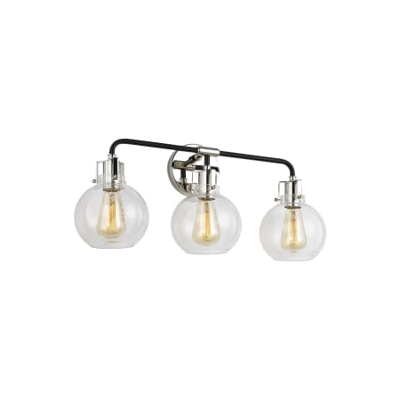 Visual Comfort Clara 3 Light 24" Wide Vanity Light Polished Nickel / Textured Black