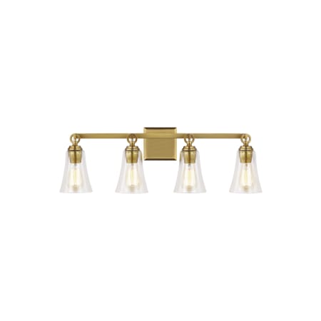 Visual Comfort Monterro 4 Light 30" Wide Vanity Light Burnished Brass
