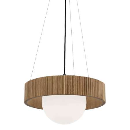 Visual Comfort Arena 18" Wide Globe Chandelier Bronze / Natural Oak / White Glass