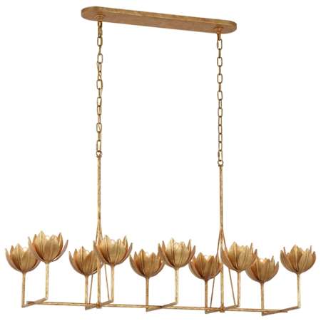 Visual Comfort Alberto Large Linear Chandelier Gold Leaf