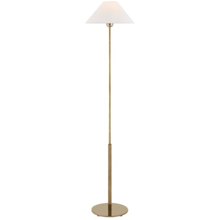 Visual Comfort Hackney Floor Lamp with Linen Shade Hand Rubbed Antique Brass