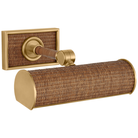Visual Comfort Halwell 8" Picture Light Antique Burnished Brass / Natural Rattan