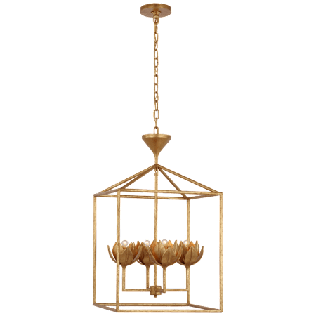 Visual Comfort Alberto Medium Open Cage Lantern Antique Gold Leaf