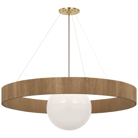 Visual Comfort Arena 53" Ring and Globe Chandelier Hand-Rubbed Antique Brass and White Glass