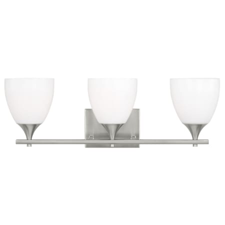 Visual Comfort Toffino 3-Light Vanity by Drew & Jonathan Brushed Steel