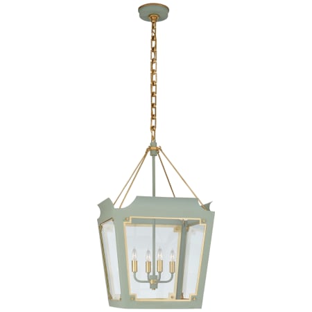 Visual Comfort Caddo 32" Tall Medium Lantern by Julie Neill Celadon with Gild