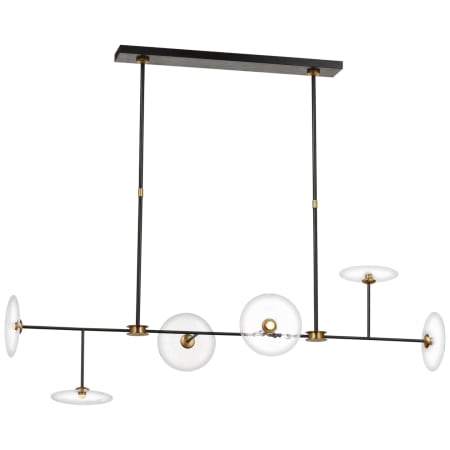 Visual Comfort Calvino 54" Wide LED Linear Chandelier Aged Iron / Hand Rubbed Antique Brass