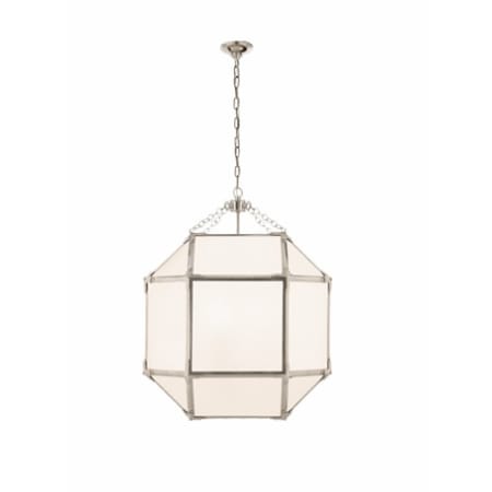 Visual Comfort 18.5 Inch Morris Medium Lantern Polished Nickel / White Glass