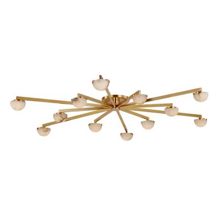 Visual Comfort Pedra Grande Staggered Arm Flush Mount with Alabaster Shade Antique Burnished Brass