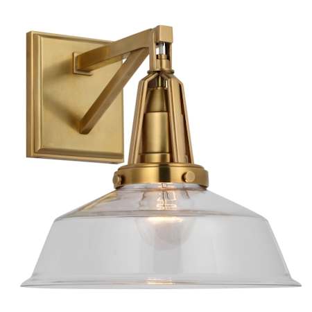 Visual Comfort Layton 11" Tall Wall Sconce Antique Burnished Brass / Clear Glass