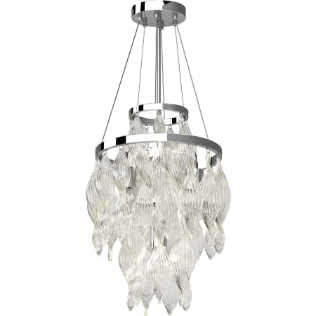 Volume Lighting Genevieve 4 Light 16" Wide Flush Mount Waterfall Chandelier with Twisted Art Glass Shade Chrome