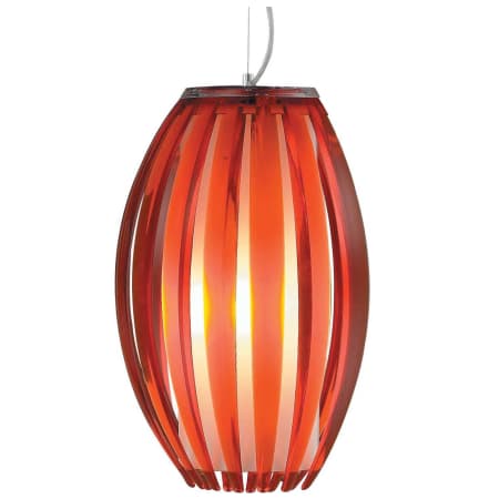 Volume Lighting Single Light 11" Wide Pendant with Red Shade Brushed Nickel
