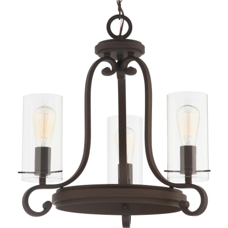 Volume Lighting Regina 3 Light 21" Wide Candle Style Chandelier with Clear Glass Cylinder Shades Antique Bronze