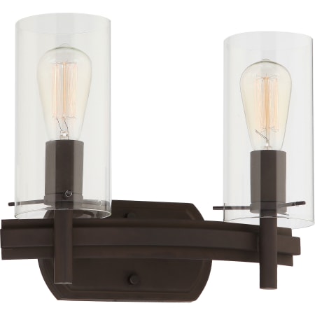 Volume Lighting Regina 2 Light 14" Wide Vanity Light with Clear Glass Cylinder Shades Antique Bronze