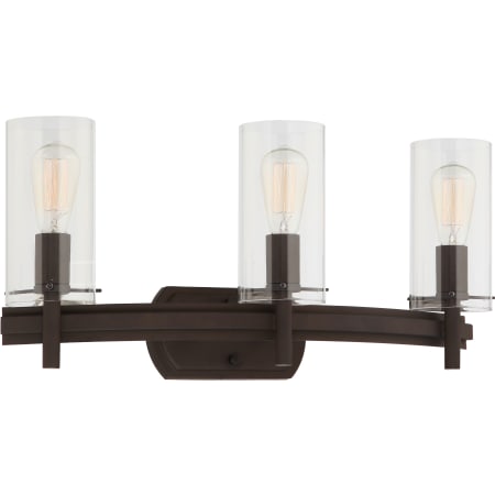 Volume Lighting Regina 3 Light 24" Wide Vanity Light with Clear Glass Cylinder Shades Antique Bronze