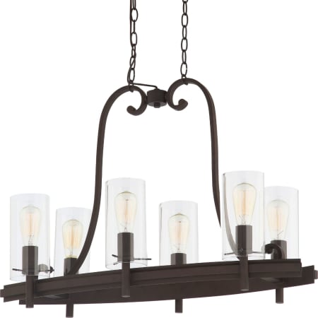 Volume Lighting Regina 6 Light 32" Wide Candle Style Chandelier with Clear Glass Cylinder Shades Antique Bronze